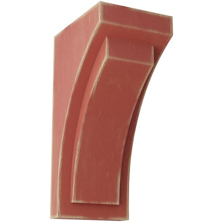 5W X 6 3/4D X 12H Large Felix Wood Vintage Decor Corbel, Salvage Red